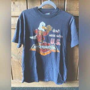 vintage 80s harley davidson shirt • dont mess with the u.s. • medium